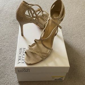 Badgley Mischka Belle gold sequin heels
